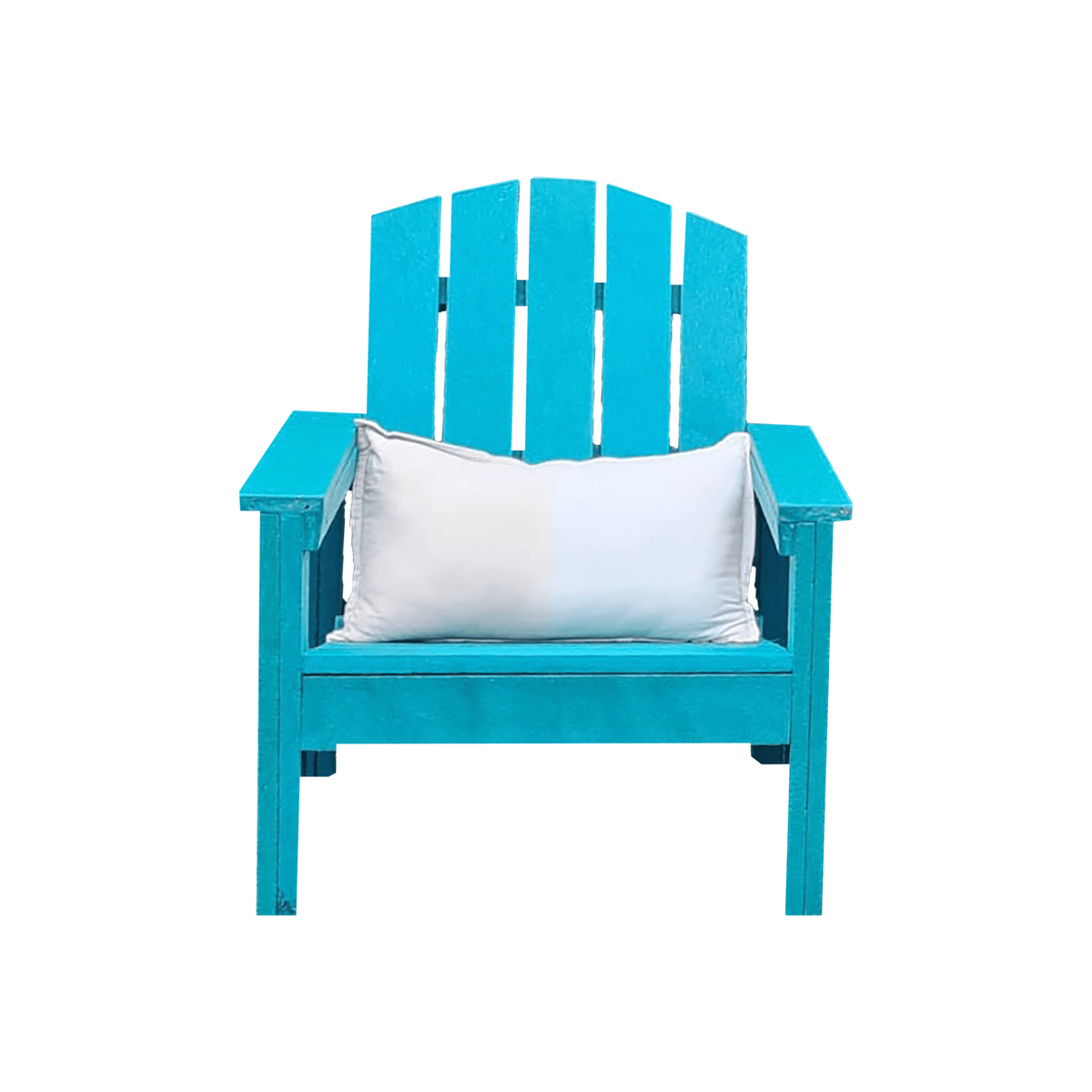 SILLA_ARRAYAN_TURQUESA_FB silla estilo adirondack color turquesa con cojin en el asiento para mayor comodidad